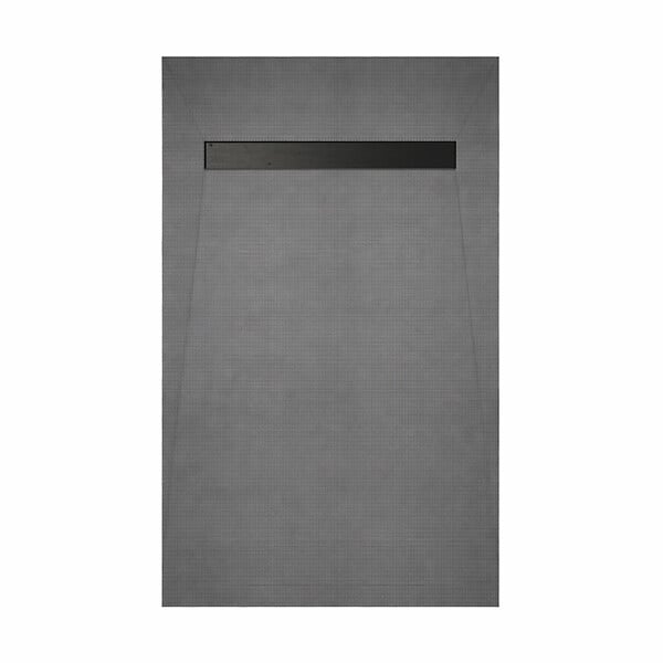 AURLANE - Receveur de douche à carreler 140x90 cm avec bonde écoulement linéaire - Grille finition noire - large