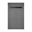 AURLANE - Receveur de douche à carreler 140x90 cm avec bonde écoulement linéaire - Grille finition noire - vignette