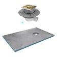 AURLANE - Receveur de Douche à Carreler 140x90cm avec Bonde à Sortie Horizontale - Grille Finition Or Brossé - vignette