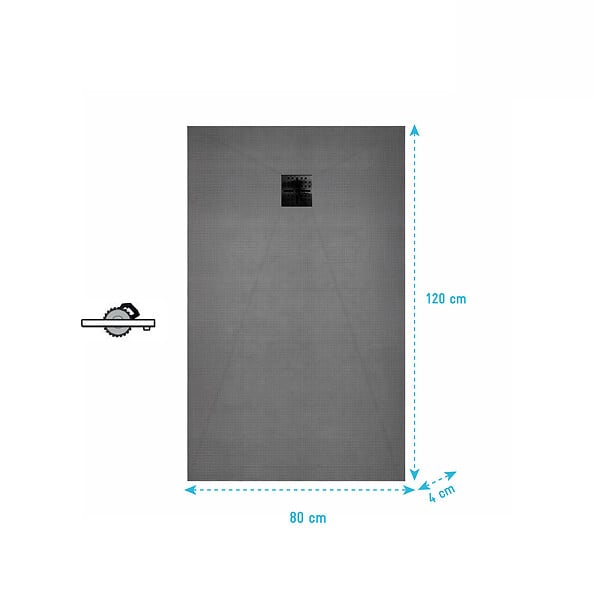 AURLANE - Receveur de Douche à Carreler 120x80cm avec Bonde à Sortie Verticale - Grille Noire - large