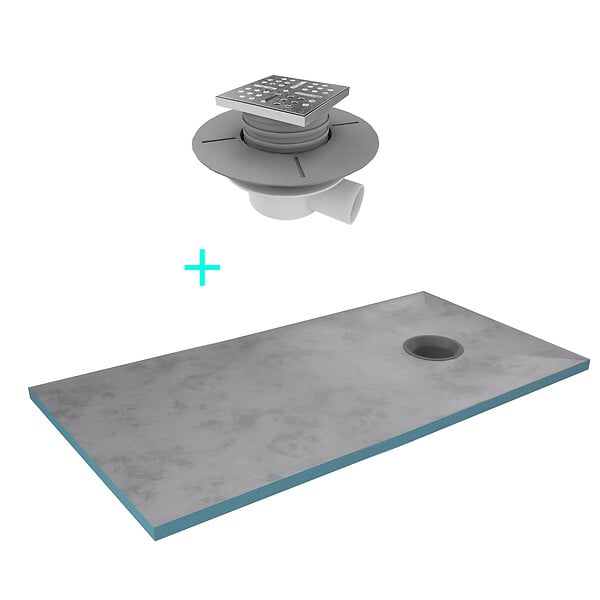 AURLANE - Receveur de douche à carreler 120x90 cm avec bonde à sortie Horizontale - Grille finition chrome - large