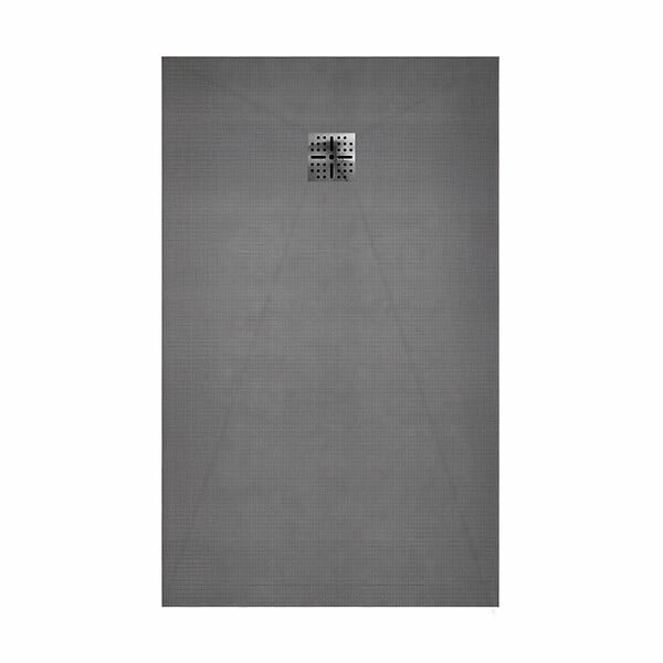 AURLANE - Receveur de Douche à Carreler 140x80cm avec Bonde à Sortie Verticale - Grille Inox Chrome - large
