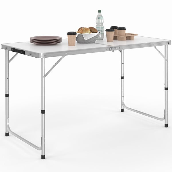 ID MARKET - Table de camping pliante réglable en hauteur 120 cm - large