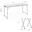 ID MARKET - Table de camping pliante réglable en hauteur 160 cm et 6 tabourets blancs - vignette