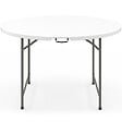ID MARKET - Table pliante d'appoint portable ronde 122 cm  camping ou réception avec housse blanche - vignette