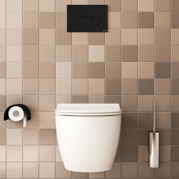 VITRA - Pack WC suspendu VitrA Sento blanc + bâti autoportant V-Fix Core + Plaque Round Noir mat - large