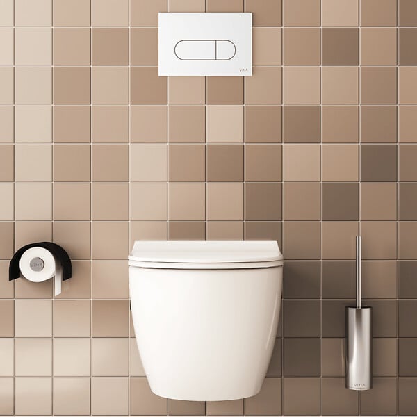 VITRA - Pack WC suspendu VitrA Sento blanc + bâti autoportant V-Fix Core + Plaque Round Blanche - large