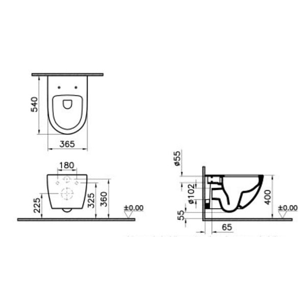 VITRA - Cuvette WC suspendu sans bride VitrA Sento blanc mat + abattant frein de chute - large