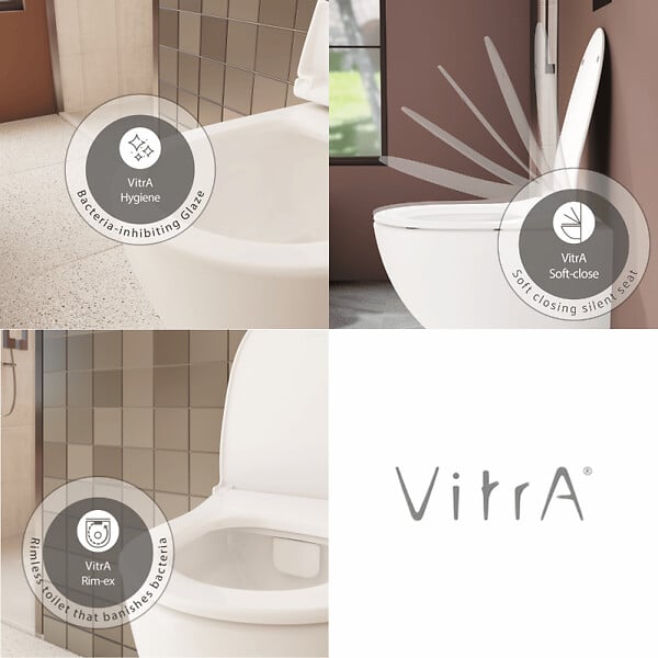 VITRA - Cuvette WC suspendu sans bride VitrA Sento blanc mat + abattant frein de chute - large