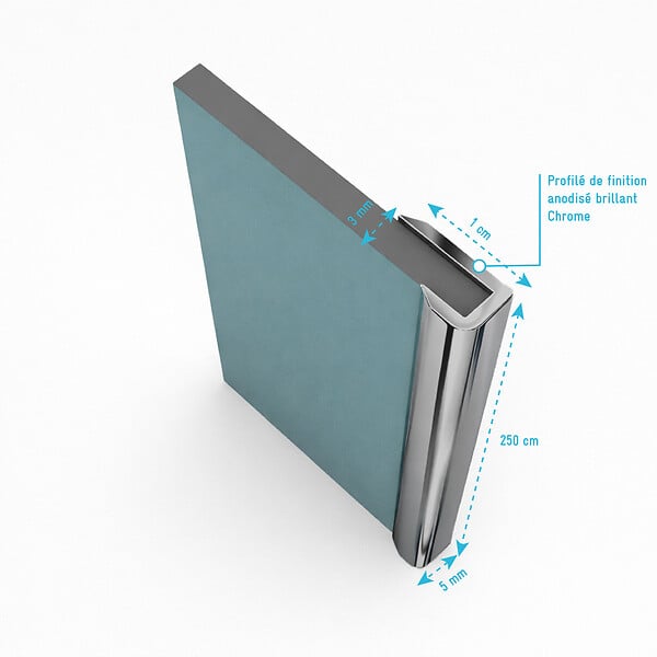 AURLANE - 2 profilés muraux de finition en aluminium Chrome H250 cm compatible avec WALL'IT et STONE'IT - large