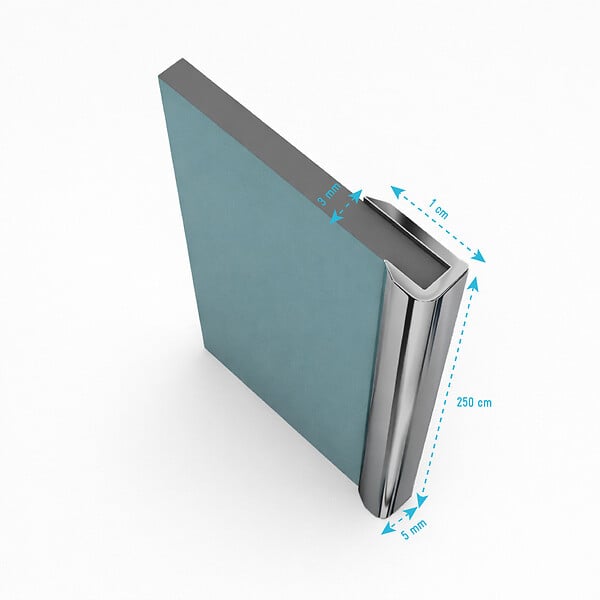AURLANE - 2 profilés muraux de finition en aluminium Chrome H250 cm compatible avec WALL'IT et STONE'IT - large