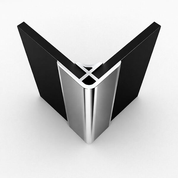 AURLANE - Profilé Mural d'Angle en Aluminium Chrome H250 cm compatible avec WALL'IT et STONE'IT - large