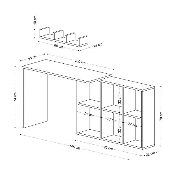 HABITAT ET JARDIN - bureau en bois "Blake" 74 x 45 x 145 cm - Chêne - large