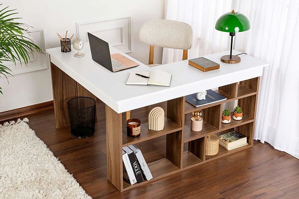 HABITAT ET JARDIN - bureau en bois "Vesper" 130 x 120 x 72 cm - Noyer - large
