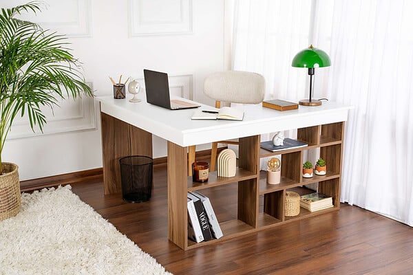 HABITAT ET JARDIN - bureau en bois "Vesper" 130 x 120 x 72 cm - Noyer - large