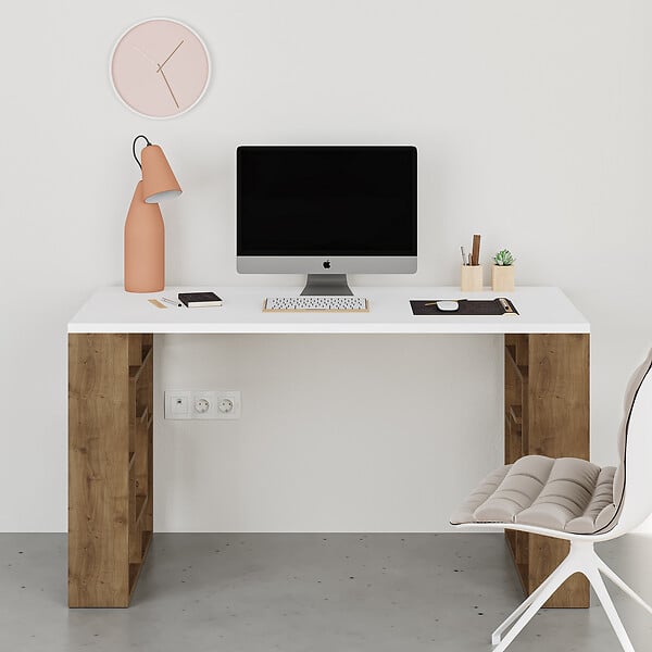 HABITAT ET JARDIN - bureau en bois "Maze" 140 x 60 x 75 cm - Blanc - large
