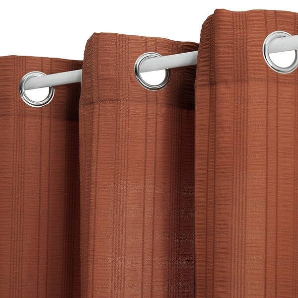 ATMOSPHERA - Voilage Noa motif rayures plissées140x240cm terracotta - large