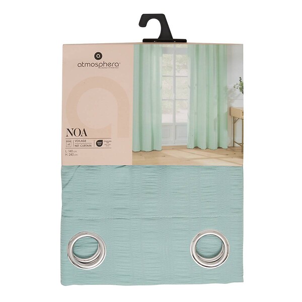 ATMOSPHERA - Voilage Noa motif rayures plissées140x240cm vert céladon - large