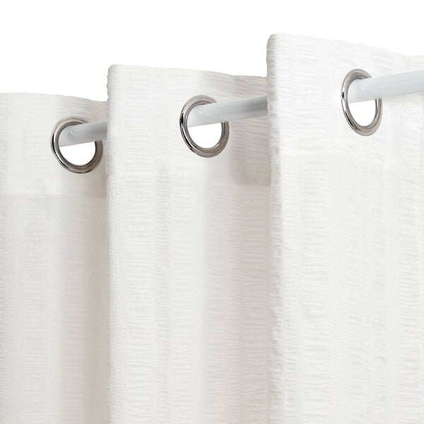 ATMOSPHERA - Voilage Noa motif rayures plissées140x240cm blanc - large
