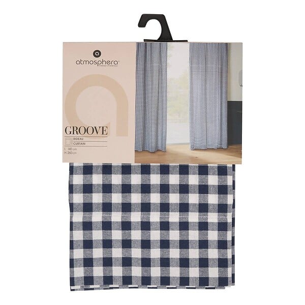 ATMOSPHERA - Rideau Groove 260x140cm vichy bleu navy - large