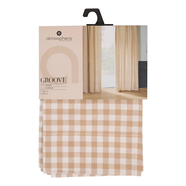 ATMOSPHERA - Rideau Groove 260x140cm vichy beige lin - large