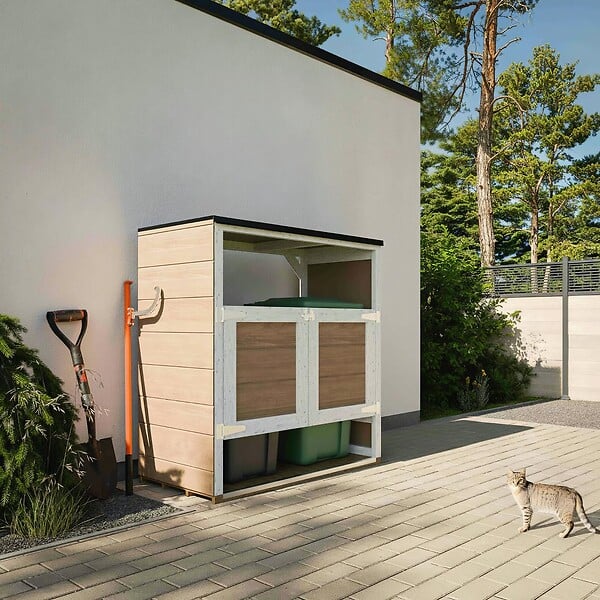 TIMBELA - Abri de jardin pour poubelles 2x240L TIMBELA M980A-TERRA BROWN - large