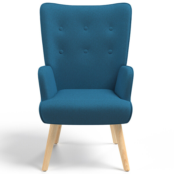 ID MARKET - Fauteuil scandinave IVAR en tissu bleu canard - large