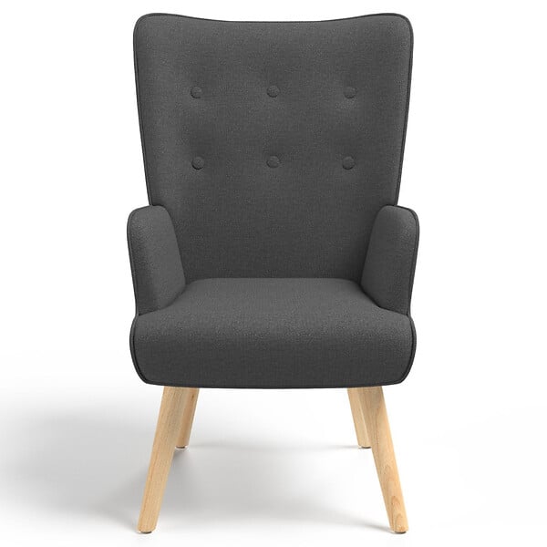 ID MARKET - Fauteuil scandinave IVAR en tissu gris anthracite - large