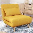 ID MARKET - Fauteuil convertible ROMEO lit d'appoint 1 place 80x190 cm tissu jaune - vignette