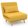 ID MARKET - Fauteuil convertible ROMEO lit d'appoint 1 place 80x190 cm tissu jaune - vignette