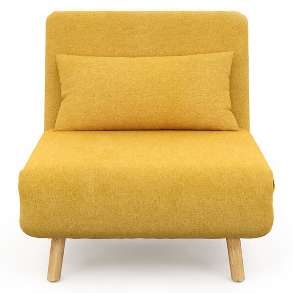 ID MARKET - Fauteuil convertible ROMEO lit d'appoint 1 place 80x190 cm tissu jaune - large