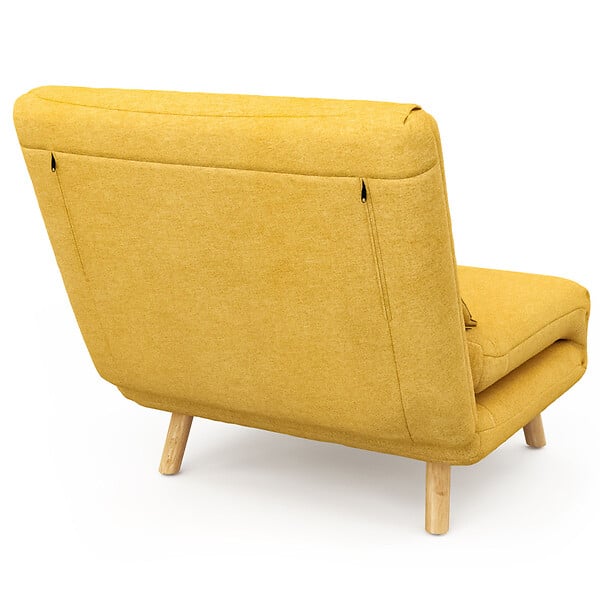 ID MARKET - Fauteuil convertible ROMEO lit d'appoint 1 place 80x190 cm tissu jaune - large