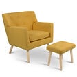 ID MARKET - Fauteuil scandinave LIV avec repose pieds en tissu jaune - vignette