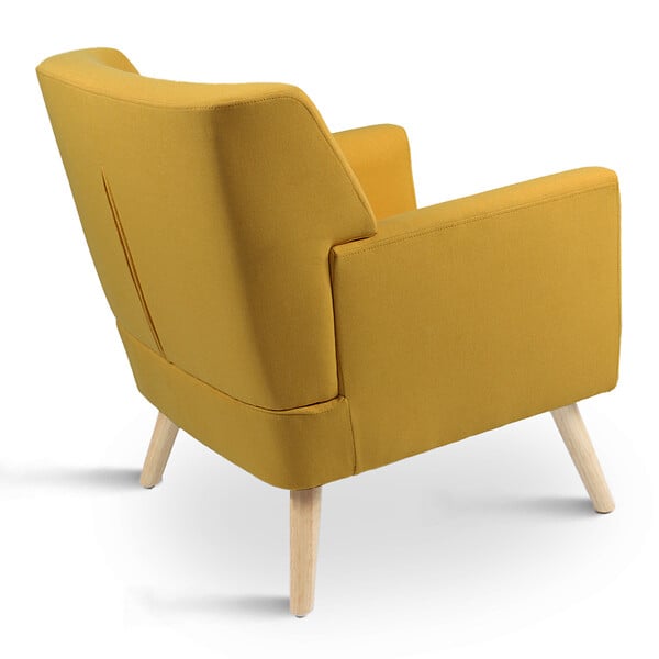 ID MARKET - Fauteuil scandinave LIV avec repose pieds en tissu jaune - large