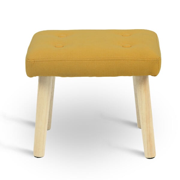 ID MARKET - Fauteuil scandinave LIV avec repose pieds en tissu jaune - large
