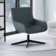 ID MARKET - Fauteuil pivotant ALBUS en velours gris pieds noirs - vignette