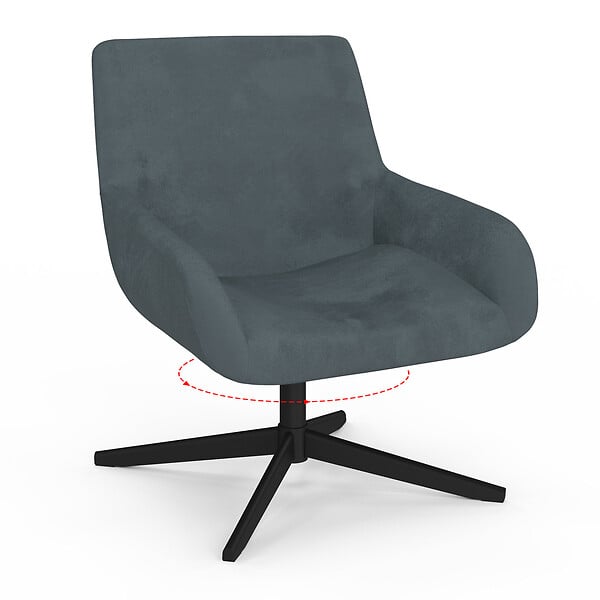 ID MARKET - Fauteuil pivotant ALBUS en velours gris pieds noirs - large