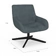 ID MARKET - Fauteuil pivotant ALBUS en velours gris pieds noirs - vignette