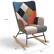 ID MARKET - Fauteuil scandinave IVAR en tissu à bascule patchwork multicouleurs - vignette