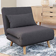 ID MARKET - Fauteuil convertible ROMEO lit d'appoint 1 place 80x190 cm tissu gris anthracite - vignette