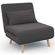 ID MARKET - Fauteuil convertible ROMEO lit d'appoint 1 place 80x190 cm tissu gris anthracite - vignette