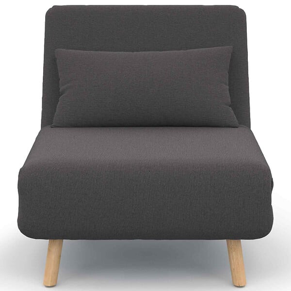 ID MARKET - Fauteuil convertible ROMEO lit d'appoint 1 place 80x190 cm tissu gris anthracite - large