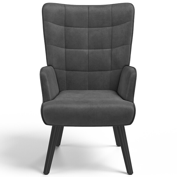 ID MARKET - Fauteuil scandinave ANIA en velours gris - large