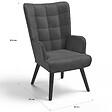 ID MARKET - Fauteuil scandinave ANIA en velours gris - vignette