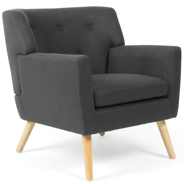 ID MARKET - Fauteuil scandinave LIV en tissu gris anthracite - large
