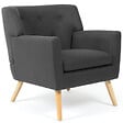 ID MARKET - Fauteuil scandinave LIV en tissu gris anthracite - vignette