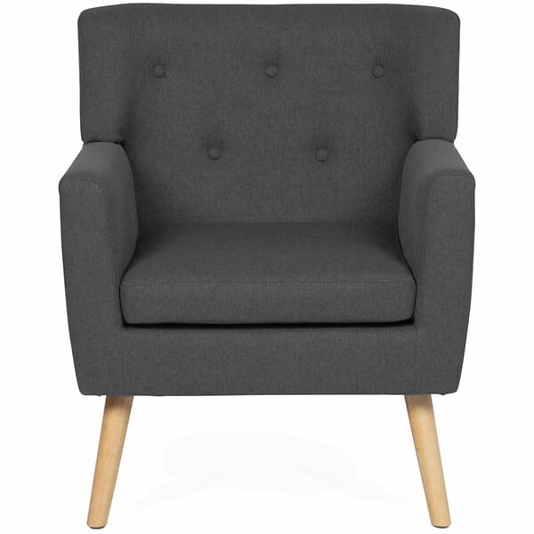 ID MARKET - Fauteuil scandinave LIV en tissu gris anthracite - large