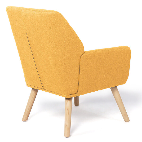 ID MARKET - Fauteuil scandinave NAT en tissu jaune moutarde - large