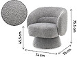 HABITAT ET JARDIN - Fauteuil pivotant en tissu bouclette "Franklin" - 74 x 75 x 75 cm - Gris - vignette