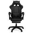 ID MARKET - Fauteuil de gaming ALEX réglable avec repose-pied, coussin de tête et coussin lombaire noir - vignette